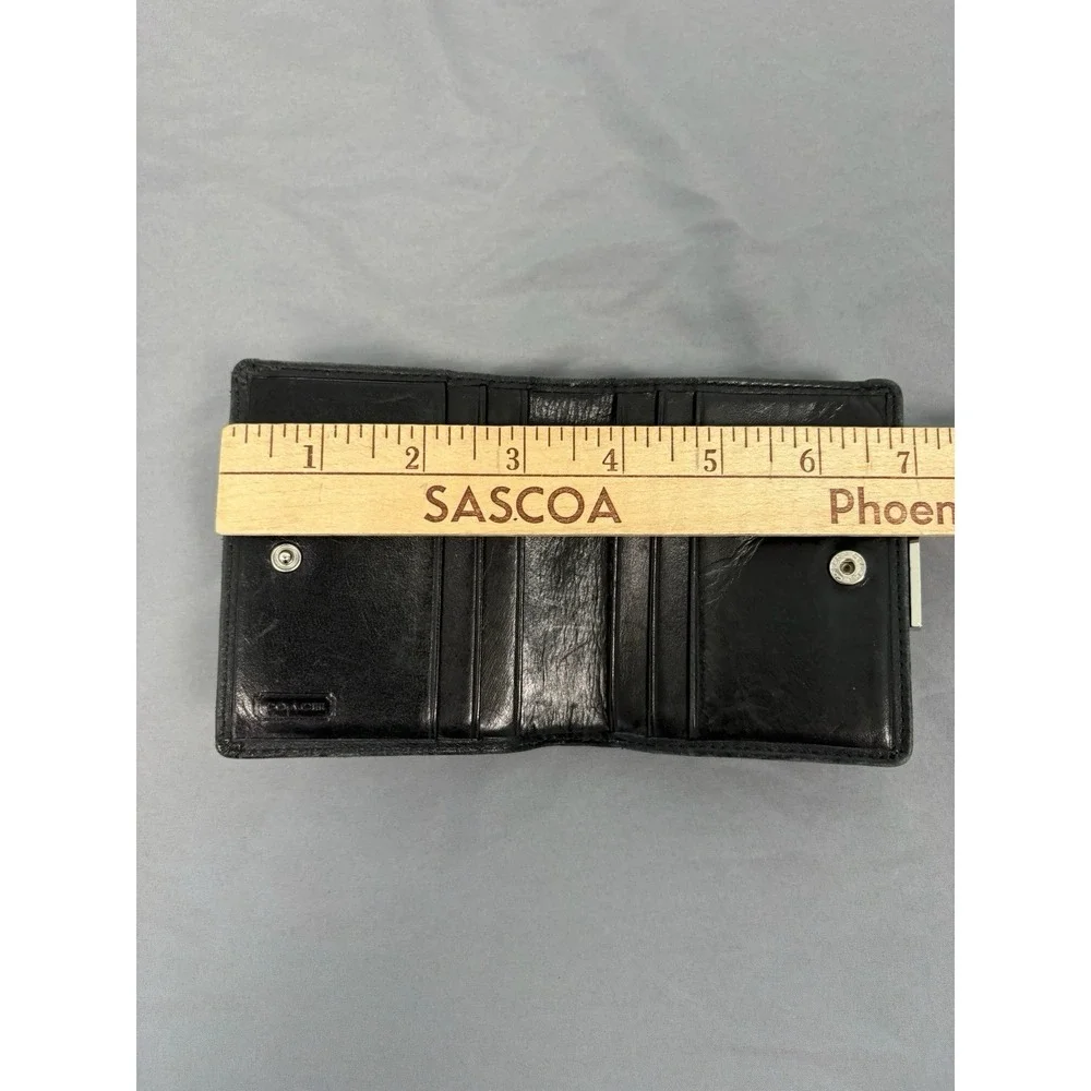 Vintage Coach Black Leather Bifold Small Wallet 3.5